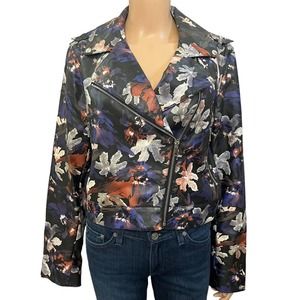 Sam Edelman Faux Leather Moto Jacket Floral Print